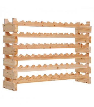 Wooden 72 Bottle 6 Tier Shelf Storage Holder Standing Wood Cellar Wine Rack