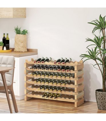 Wooden 72 Bottle 6 Tier Shelf Storage Holder Standing Wood Cellar Wine Rack