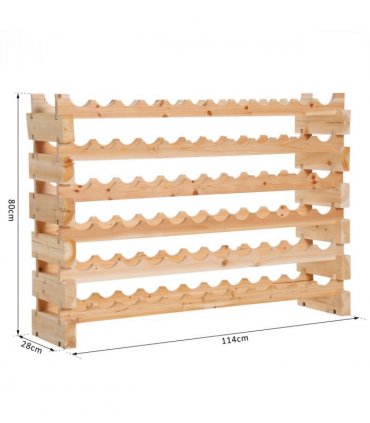 Wooden 72 Bottle 6 Tier Shelf Storage Holder Standing Wood Cellar Wine Rack