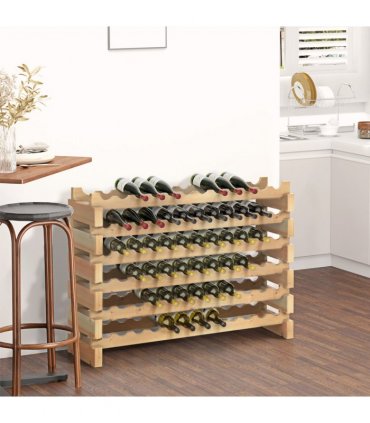 Wooden 72 Bottle 6 Tier Shelf Storage Holder Standing Wood Cellar Wine Rack