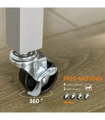 Kitchen Trolley Utility Cart on Wheels with Rubberwood Worktop Towel Rack