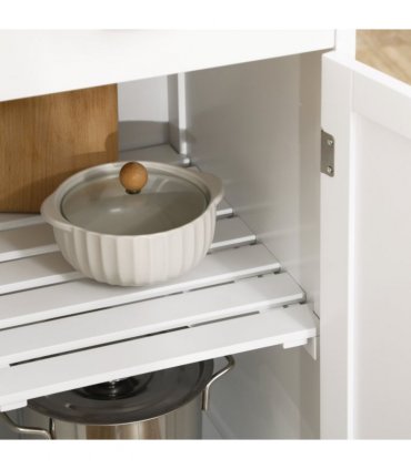 Kitchen Trolley Utility Cart on Wheels with Wine Rack, Drawer, Open Shelf White