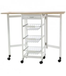 MDF Extendable Kitchen Island Trolley White