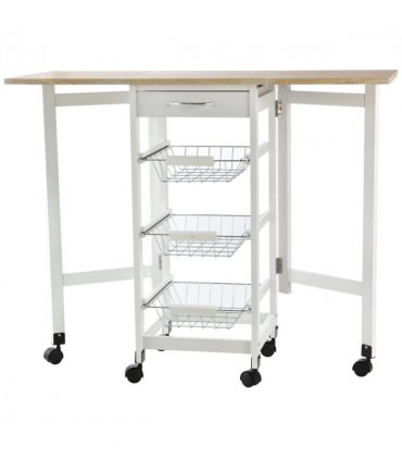 MDF Extendable Kitchen Island Trolley White