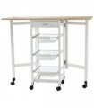 MDF Extendable Kitchen Island Trolley White