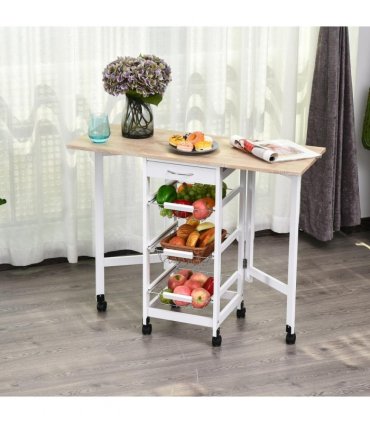MDF Extendable Kitchen Island Trolley White