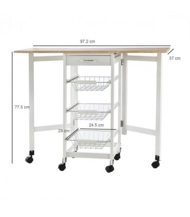 MDF Extendable Kitchen Island Trolley White
