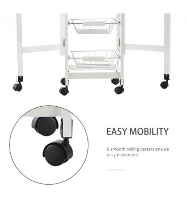 MDF Extendable Kitchen Island Trolley White