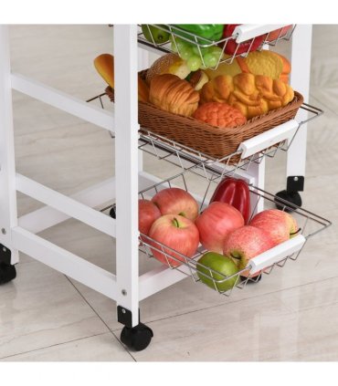 MDF Extendable Kitchen Island Trolley White
