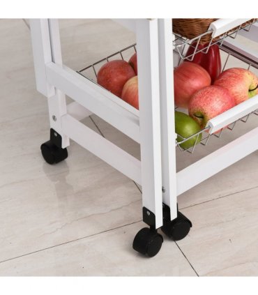 MDF Extendable Kitchen Island Trolley White