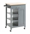 Kitchen Trolley Utility Cart on Wheels with Open Shelf & Storage Drawer Grey
