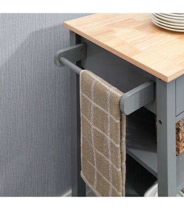 Kitchen Trolley Utility Cart on Wheels with Open Shelf & Storage Drawer Grey