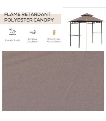 Gazebo Grill Canopy Tent Shelter Brown Polyester 245cm x 148cm x 252cm