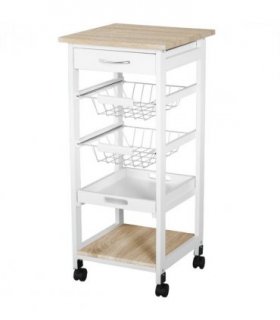 MDF Wood 5-Tier Kitchen Storage Trolley White