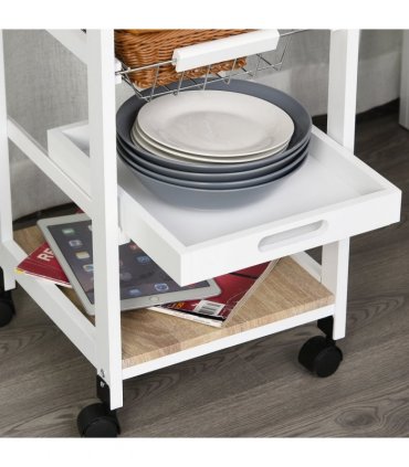 MDF Wood 5-Tier Kitchen Storage Trolley White