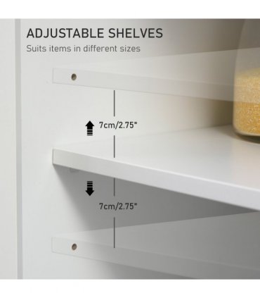 Kitchen Island Storage White MDF Rubber Wood 89cmx45cmx89.5cm 3-Tier Spice Rack