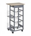 Kitchen Island Trolley w/ 4 Baskets 2 Side Racks Drawer Dark Grey