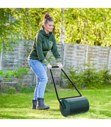 Outsunny 30cm Metal Lawn Roller-Deep Green