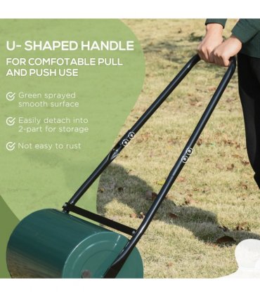 Outsunny 30cm Metal Lawn Roller-Deep Green