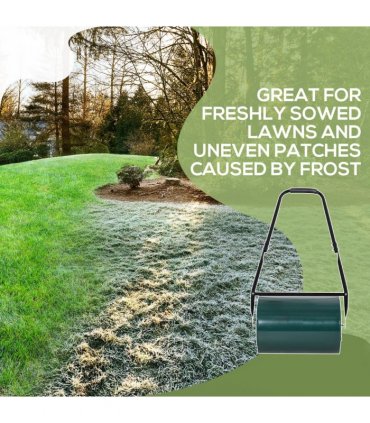 Outsunny 30cm Metal Lawn Roller-Deep Green