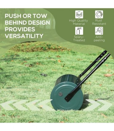 Outsunny 30cm Metal Lawn Roller-Deep Green