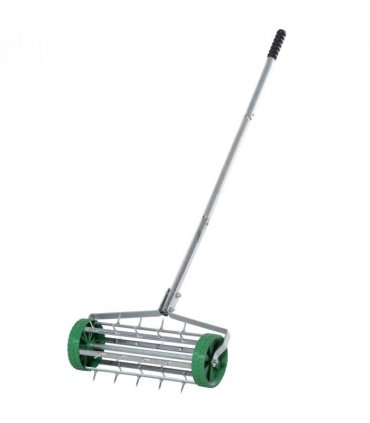 Outsunny Lawn Aerator Roller-Green/Silver