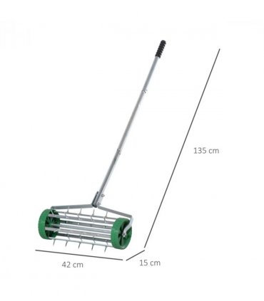 Outsunny Lawn Aerator Roller-Green/Silver