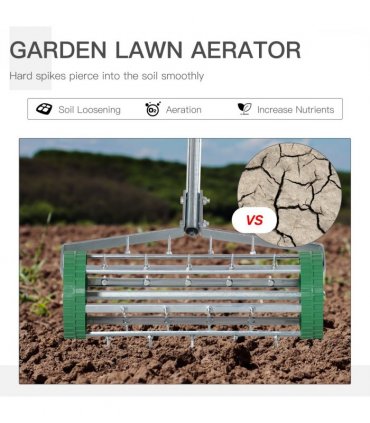 Outsunny Lawn Aerator Roller-Green/Silver