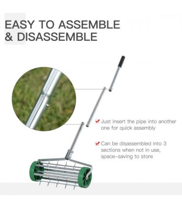 Outsunny Lawn Aerator Roller-Green/Silver