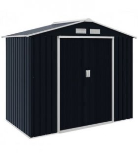 Lockable Garden Shed Dark Grey Galvanised Steel 185cm x 213cm x 130cm 7ft x 4ft