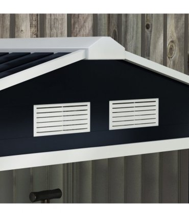 Lockable Garden Shed Dark Grey Galvanised Steel 185cm x 213cm x 130cm 7ft x 4ft