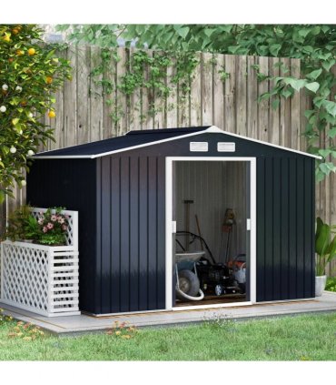 Metal Storage Shed 9 x 6FT Light Grey Colour Steel Roofed Garden Storage