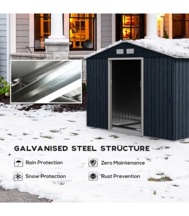 Metal Storage Shed 9 x 6FT Light Grey Colour Steel Roofed Garden Storage