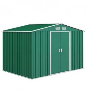 Metal 9x6 ft Garden Shed Storage Door Roof Building Container-Green