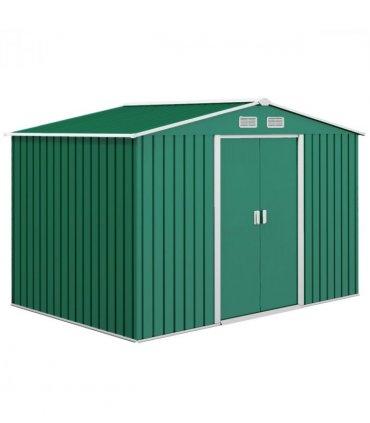 Metal 9x6 ft Garden Shed Storage Door Roof Building Container-Green