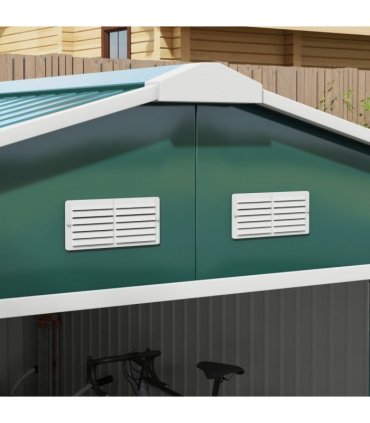 13ft x 11ft Outdoor Roofed Metal Storage Shed Foundation Vent & Doors Green