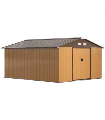 13ft x 11ft Metal StorageFoundation Vent Doors Light Brown