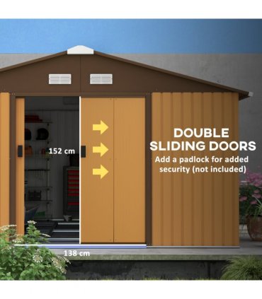 13ft x 11ft Metal StorageFoundation Vent Doors Light Brown
