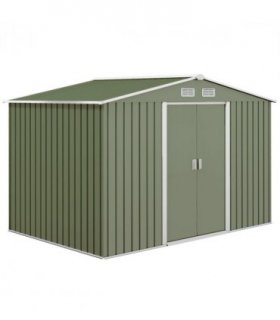 9 x 6FT Garden Metal Storage Shed Tool Box Foundation Vent & Doors  Green