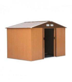 9x6 ft Metal Shed Khaki Storage Large Yard Store Door Container