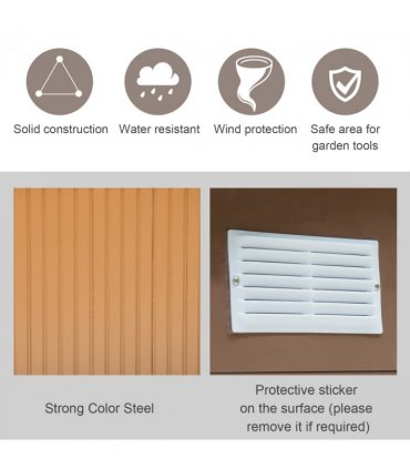 9x6 ft Metal Shed Khaki Storage Large Yard Store Door Container