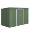 Corrugated Metal Shed Green 280cm x 130cm x 172cm Pent Sliding Lockable Door