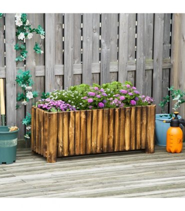 Fir Plant Pot Flower Bed Wooden 4 Feet 100Lx 40Wx40H cm Natural Wood Color