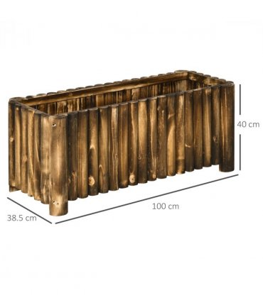 Fir Plant Pot Flower Bed Wooden 4 Feet 100Lx 40Wx40H cm Natural Wood Color