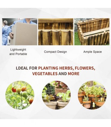 Fir Plant Pot Flower Bed Wooden 4 Feet 100Lx 40Wx40H cm Natural Wood Color