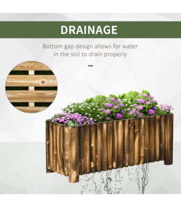 Fir Plant Pot Flower Bed Wooden 4 Feet 100Lx 40Wx40H cm Natural Wood Color