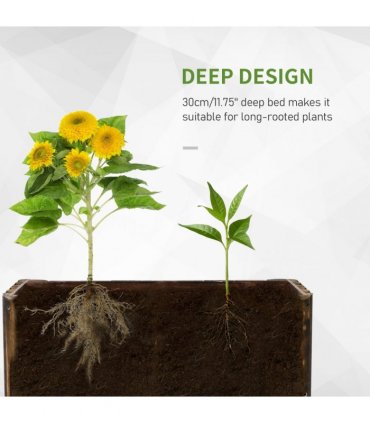 Fir Plant Pot Flower Bed Wooden 4 Feet 100Lx 40Wx40H cm Natural Wood Color