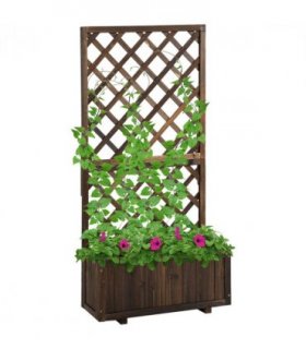 Wood Flower Box Carbonised finish 72.5 x 31.5 x 149.5 cm Solid fir wood frame