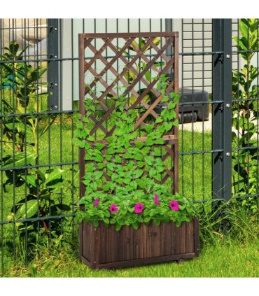 Wood Flower Box Carbonised finish 72.5 x 31.5 x 149.5 cm Solid fir wood frame