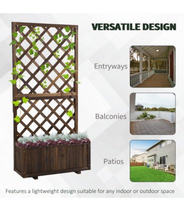 Wood Flower Box Carbonised finish 72.5 x 31.5 x 149.5 cm Solid fir wood frame